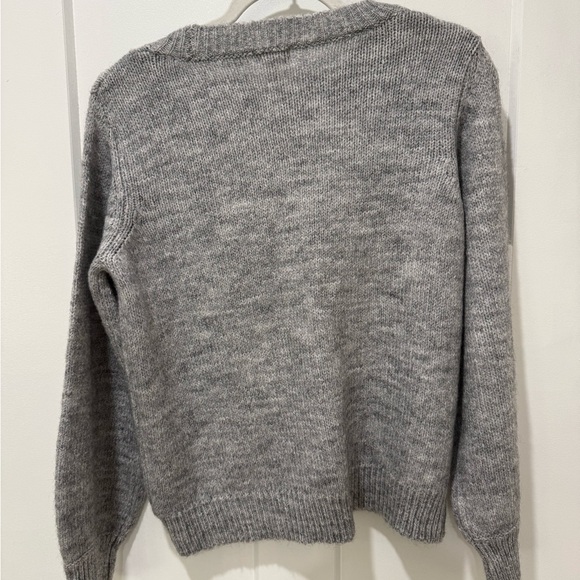 Pearl-Embellished Gray Knit Sweater - Women - Picture 2 of 2